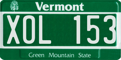 VT license plate XOL153