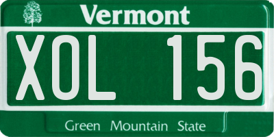 VT license plate XOL156