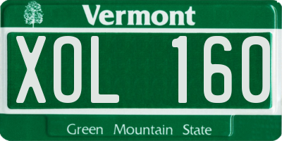 VT license plate XOL160