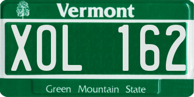 VT license plate XOL162