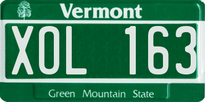 VT license plate XOL163