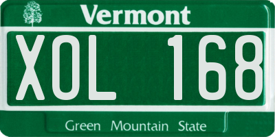 VT license plate XOL168