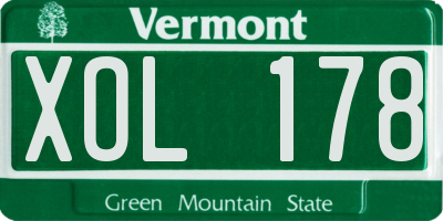 VT license plate XOL178