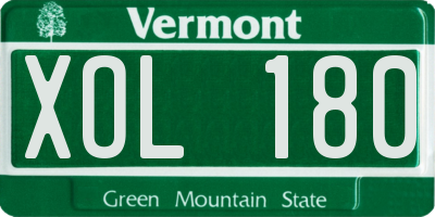 VT license plate XOL180