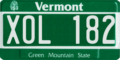 VT license plate XOL182