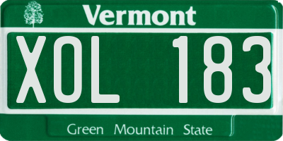 VT license plate XOL183