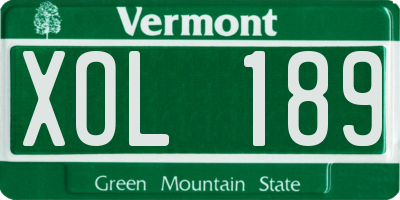 VT license plate XOL189