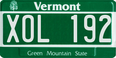 VT license plate XOL192