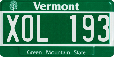VT license plate XOL193