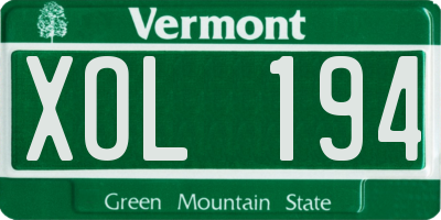 VT license plate XOL194