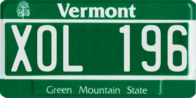 VT license plate XOL196