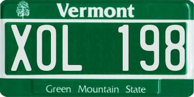 VT license plate XOL198