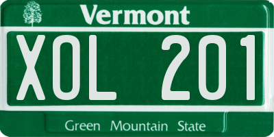 VT license plate XOL201