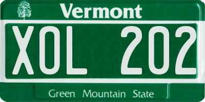VT license plate XOL202