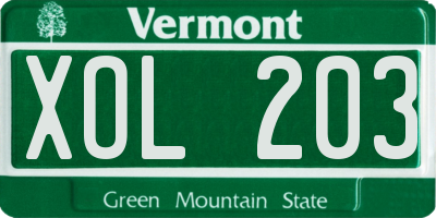 VT license plate XOL203