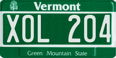 VT license plate XOL204