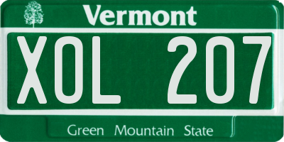 VT license plate XOL207
