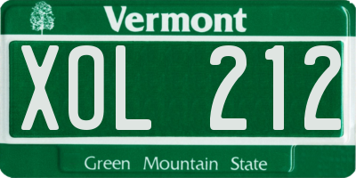 VT license plate XOL212