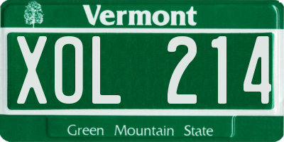 VT license plate XOL214