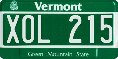 VT license plate XOL215