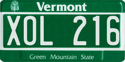VT license plate XOL216