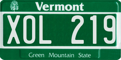 VT license plate XOL219