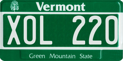 VT license plate XOL220