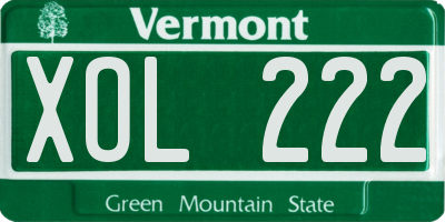 VT license plate XOL222