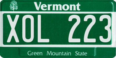 VT license plate XOL223