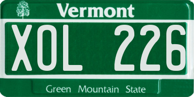 VT license plate XOL226