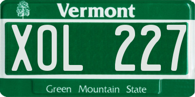 VT license plate XOL227