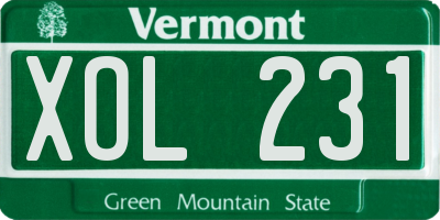 VT license plate XOL231
