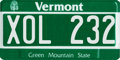 VT license plate XOL232