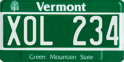 VT license plate XOL234