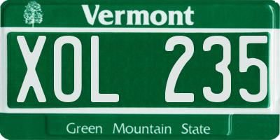VT license plate XOL235