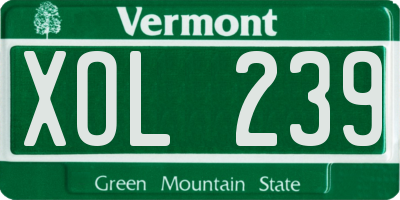 VT license plate XOL239