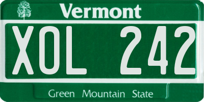 VT license plate XOL242