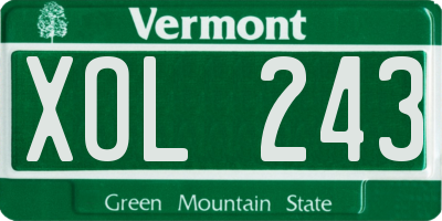 VT license plate XOL243