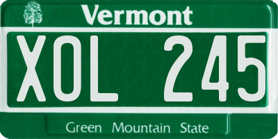VT license plate XOL245