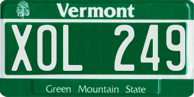 VT license plate XOL249