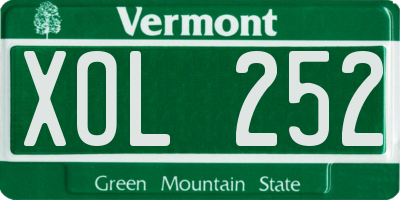 VT license plate XOL252