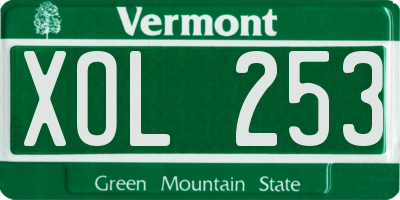 VT license plate XOL253
