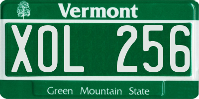 VT license plate XOL256
