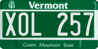 VT license plate XOL257