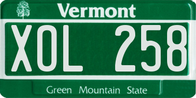 VT license plate XOL258