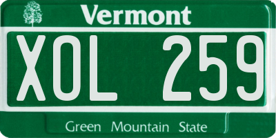 VT license plate XOL259