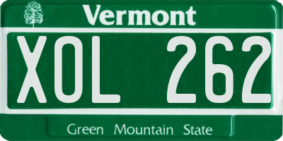 VT license plate XOL262