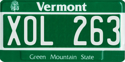 VT license plate XOL263