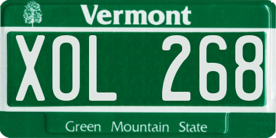 VT license plate XOL268