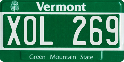 VT license plate XOL269